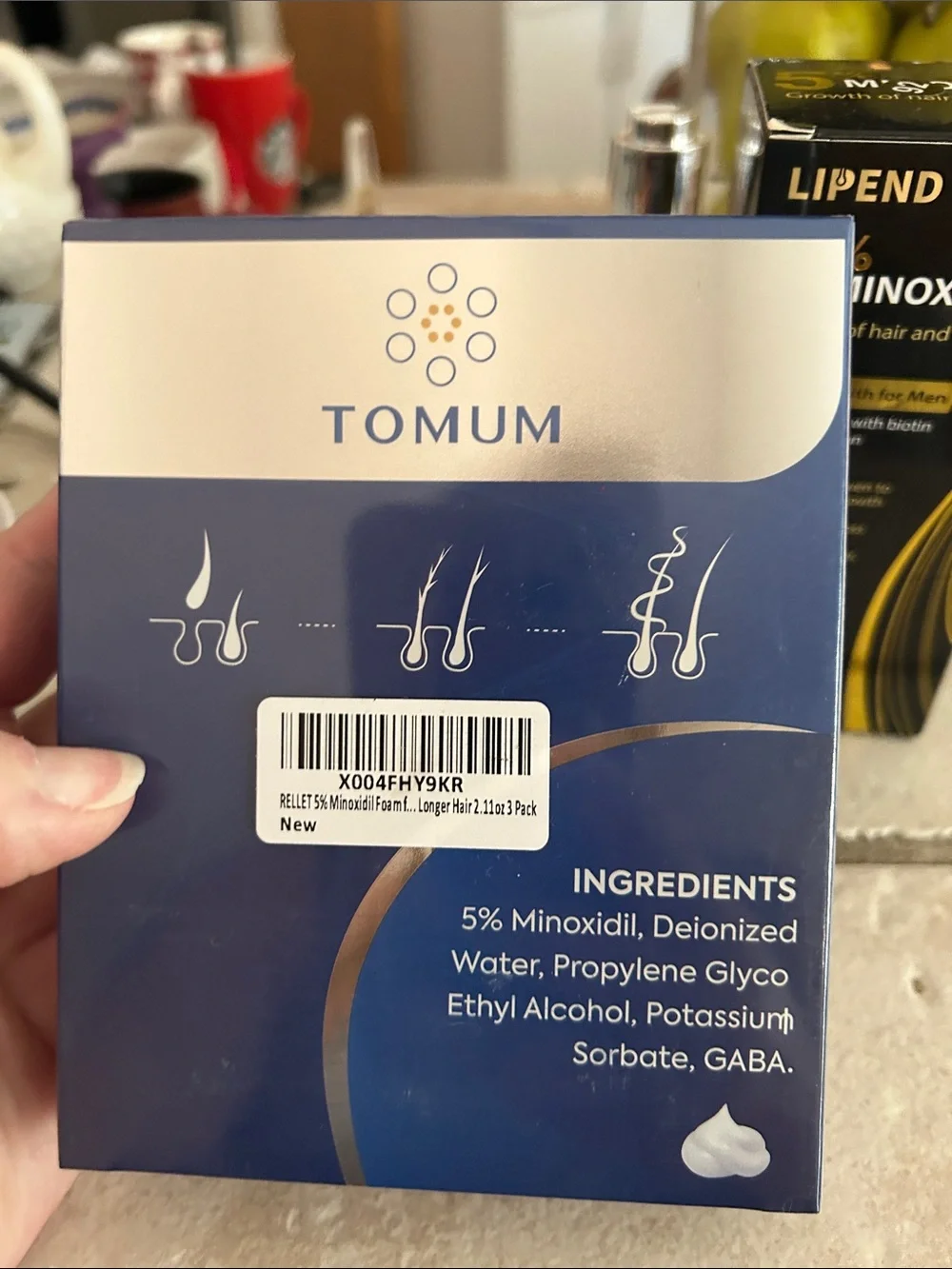 Tomum 5% Minoxidil Topical Foam Hair Regrowth Treatment - Blue
